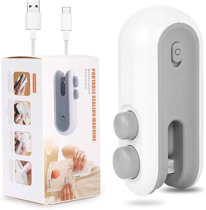 Portable Mini Sealing Machine 2 in 1 USB Rechargeable Magnetic Heat Sealing and Cutting Bag Seal