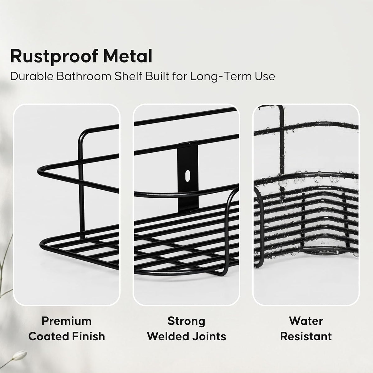 (Pack of 2)No Drill Self Adhesive Bathroom Corner Shelf, Metal Wall Mounted Shower Storage Rack, Bathroom organiser without drill, Rust Proof Corner Rack for Bathroom & Kitchen